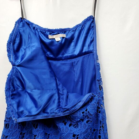 Boston Proper Sheer Mesh Illusion Black Blue Lace Maxi Dress Strapless Size 0 - Picture 11 of 16